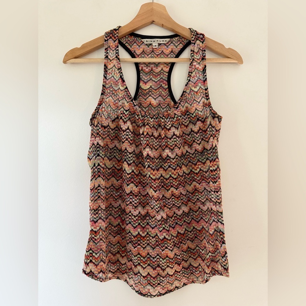 Trina Turk Vibrant Zigzag Missoni style Tank Top size Petite / 0 / XS EUC